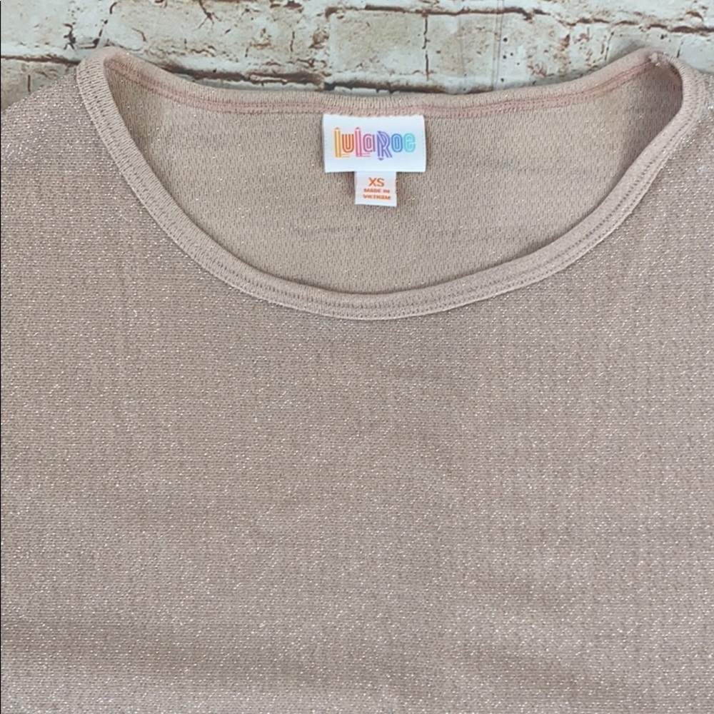 LuLaRoe Elegant Irma Top Ballet Pink with Silver - Picture 2 of 4